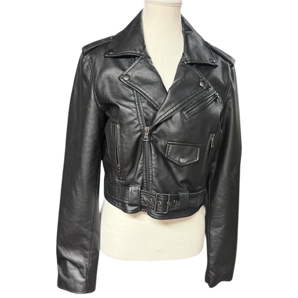 Current Mood Black Faux Leather Moto Jacket